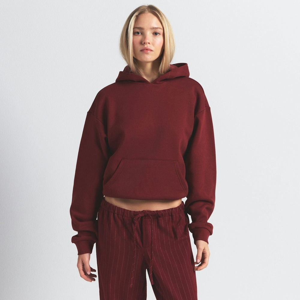 SKIMS Cotton Fleece Classic Hoodie Womens XS Plum Oversized Loungewear Cozycore